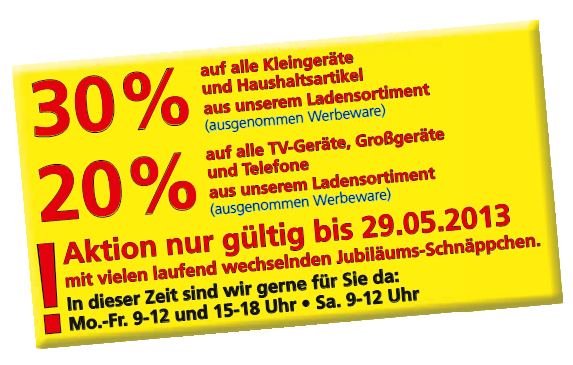 Jubiläums-Schnäppchen Reichmeier Jubiläums-Schnäppchen Reichmeier